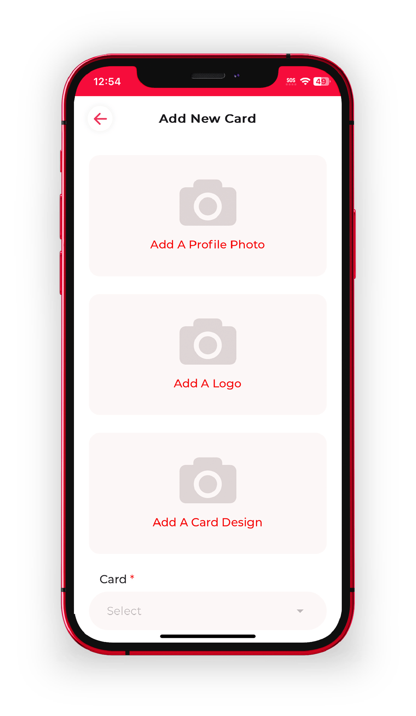 Customizing a digital business card design in the eBiz app